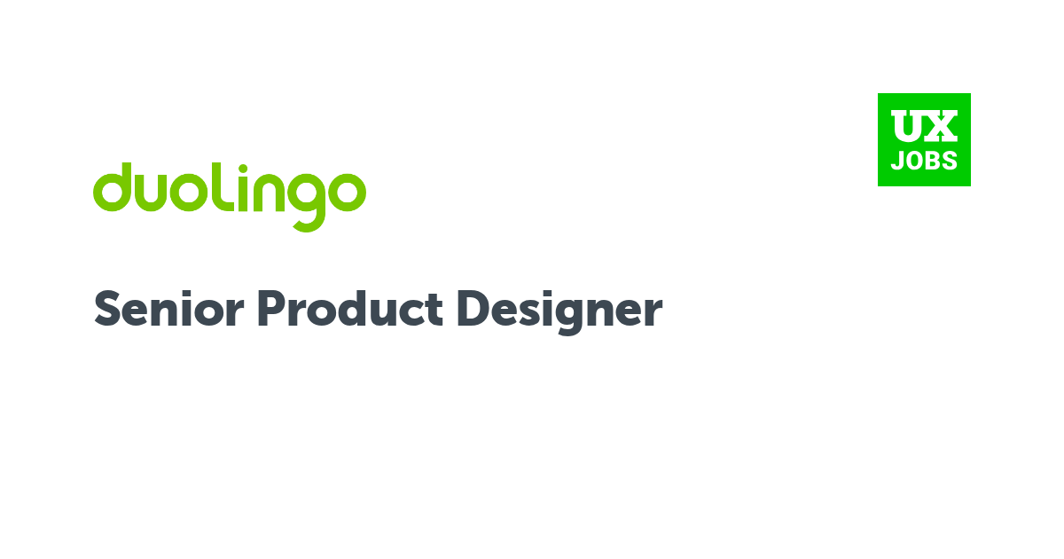 Facebook card for Senior Product Designer at Duolingo