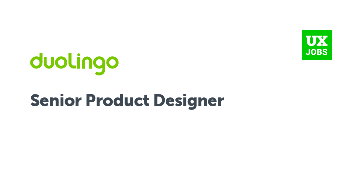 Twitter card for Senior Product Designer at Duolingo