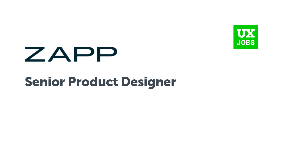 Facebook card for Senior Product Designer at Zapp