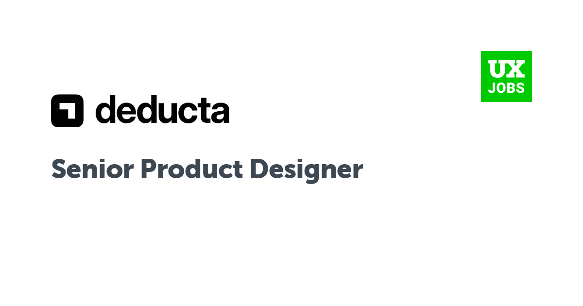 Facebook card for Senior Product Designer at Deducta