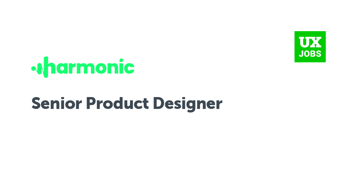 Facebook card for Senior Product Designer at Harmonic