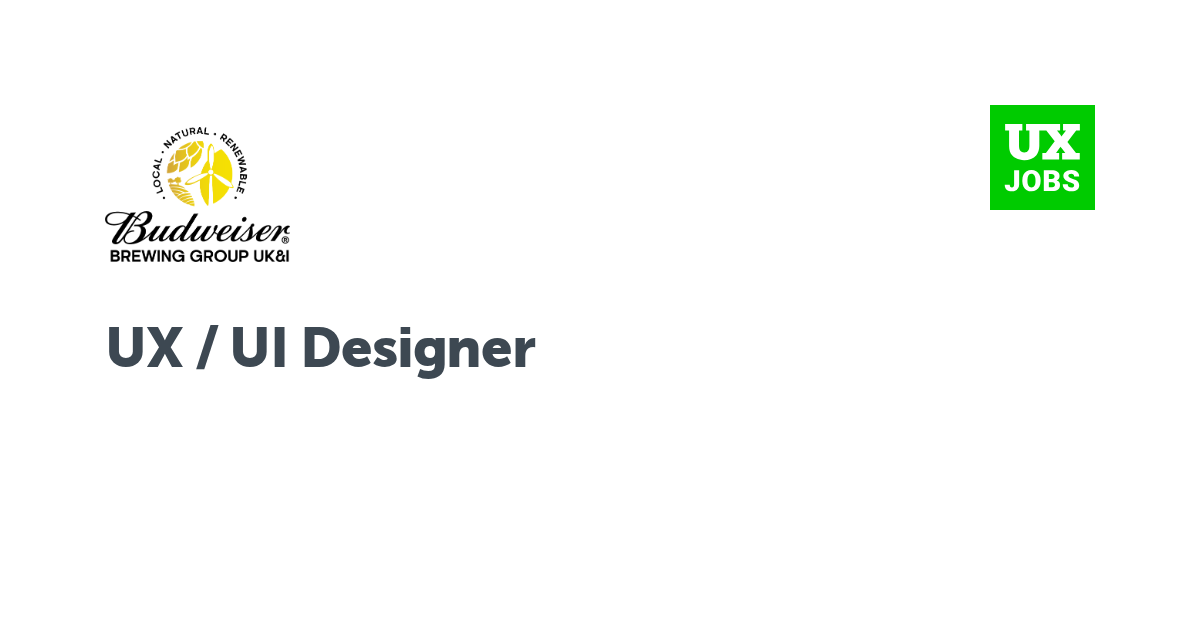 Facebook card for UX / UI Designer at Budweiser Brewing Group UK&I