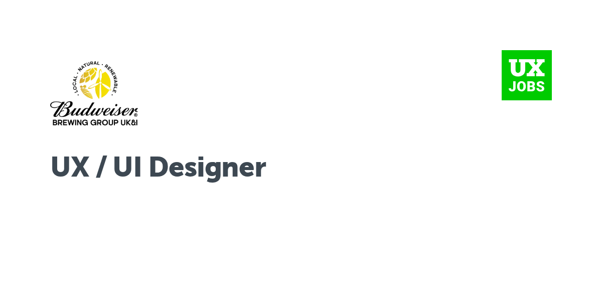 Twitter card for UX / UI Designer at Budweiser Brewing Group UK&I