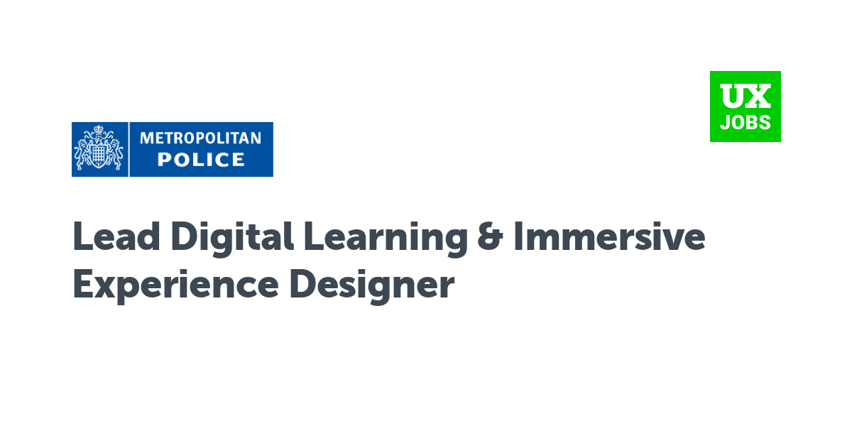 Twitter card for Lead Digital Learning & Immersive Experience Designer at Metropolitan Police