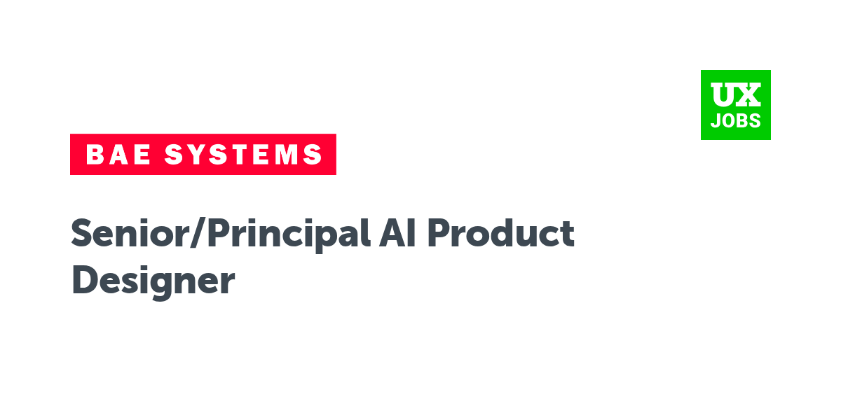 Twitter card for Senior/Principal AI Product Designer at BAE Systems