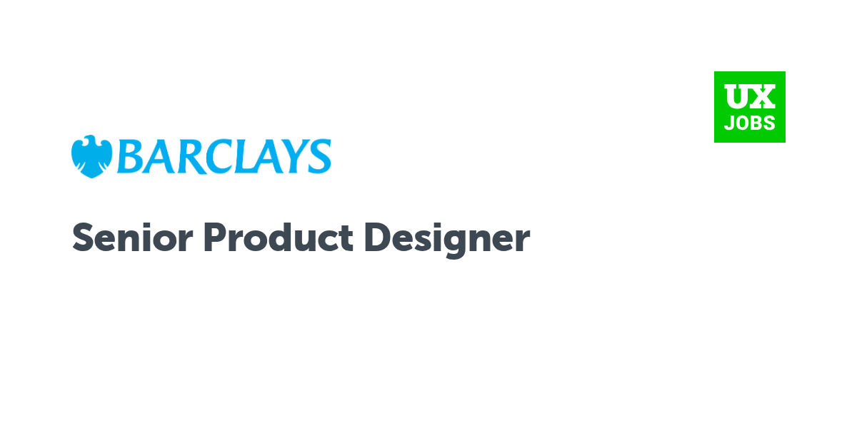 Twitter card for Senior Product Designer at Barclays