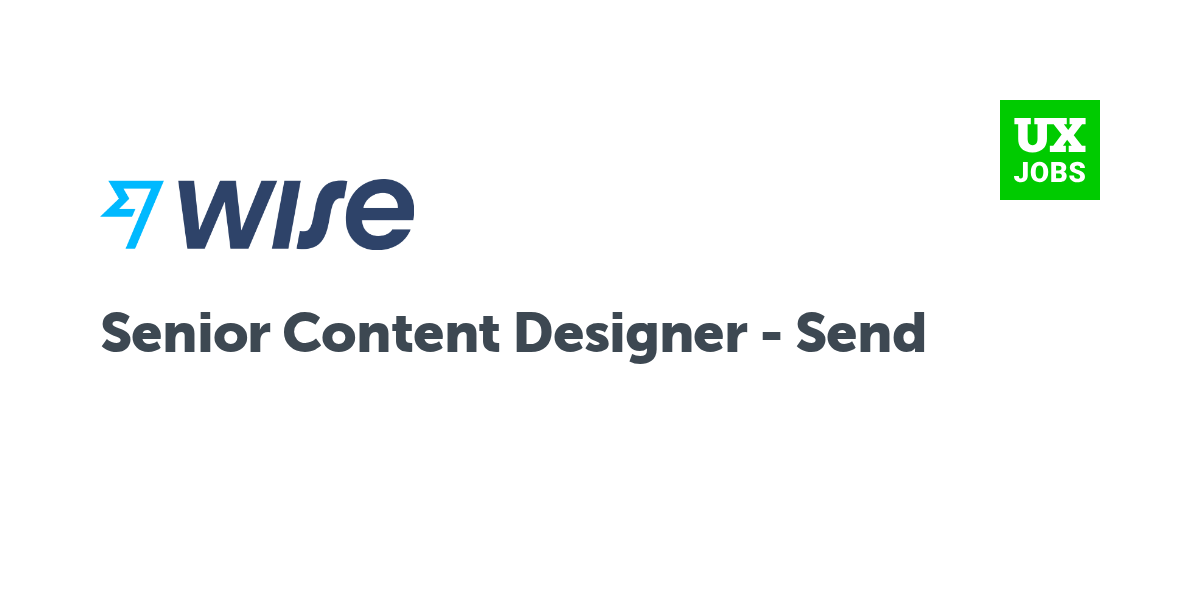 Twitter card for Senior Content Designer - Send at Wise