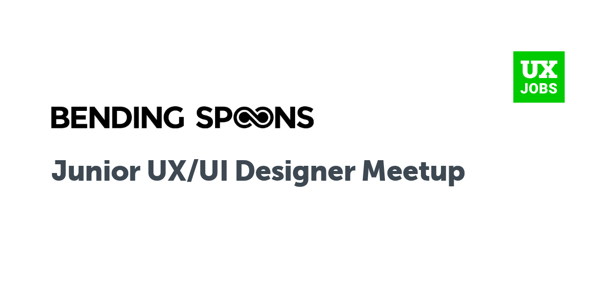Twitter card for Junior UX/UI Designer Meetup at Bending Spoons