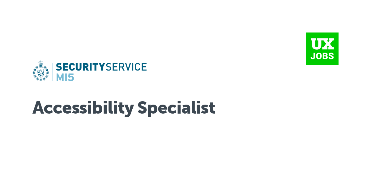 Facebook card for Accessibility Specialist at MI5