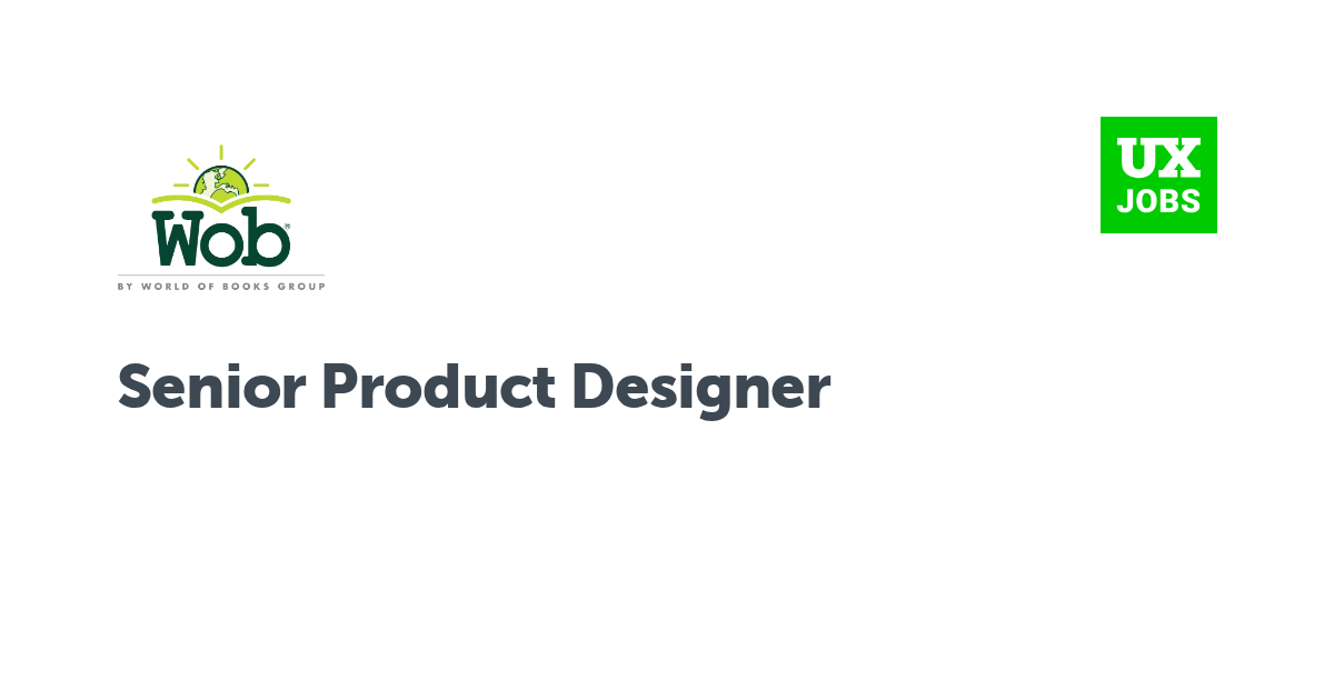 Facebook card for Senior Product Designer at World of Books Group