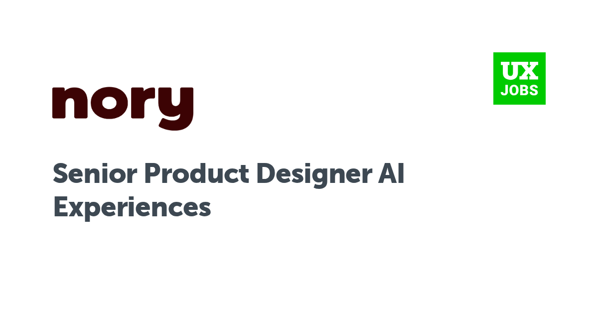 Facebook card for Senior Product Designer AI Experiences at Nory