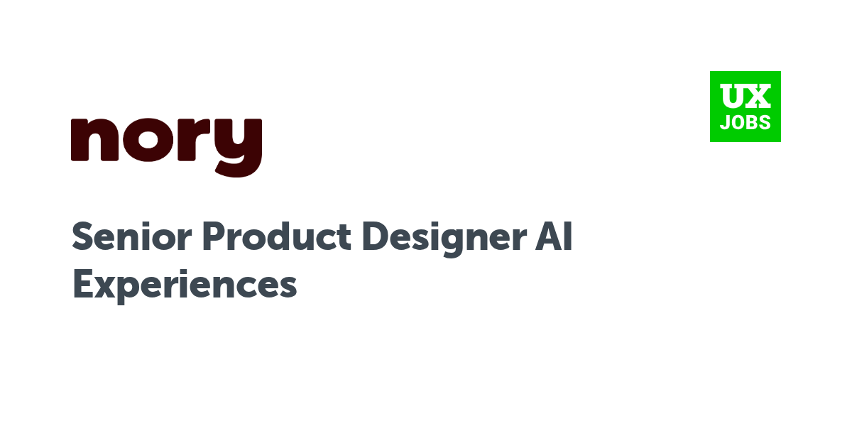 Twitter card for Senior Product Designer AI Experiences at Nory