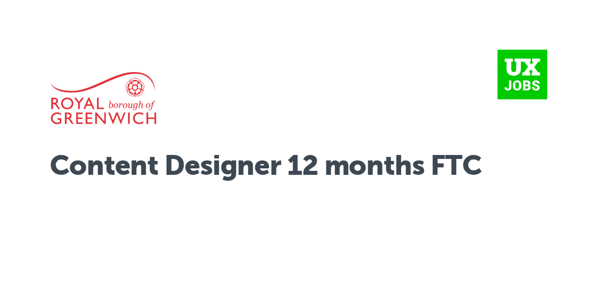 Twitter card for Content Designer 12 months FTC at Royal Borough of Greenwich