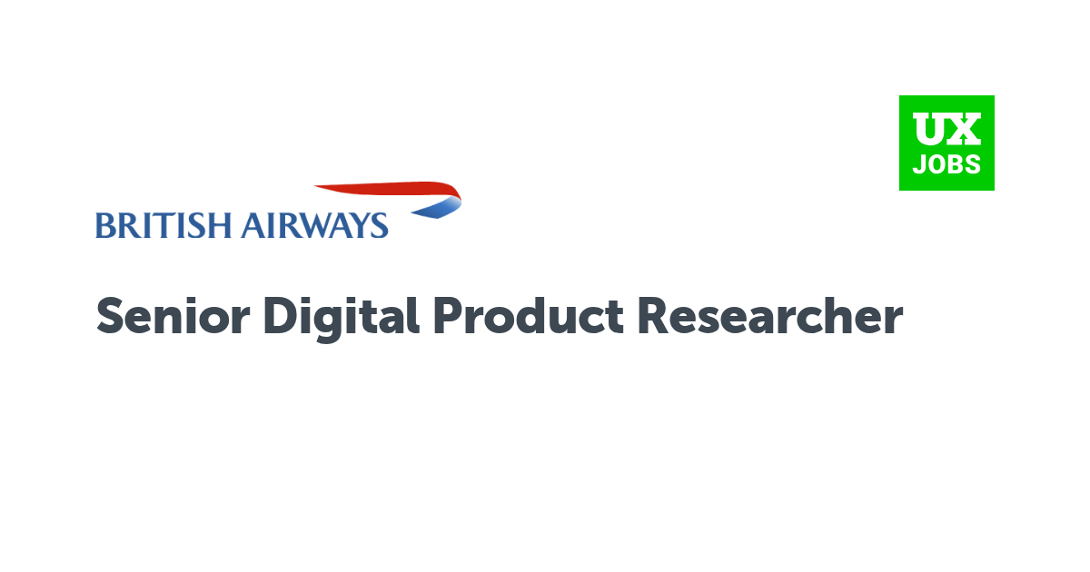 Facebook card for Senior Digital Product Researcher at British Airways