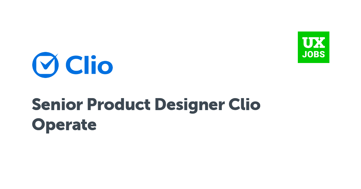 Facebook card for Senior Product Designer Clio Operate at Clio
