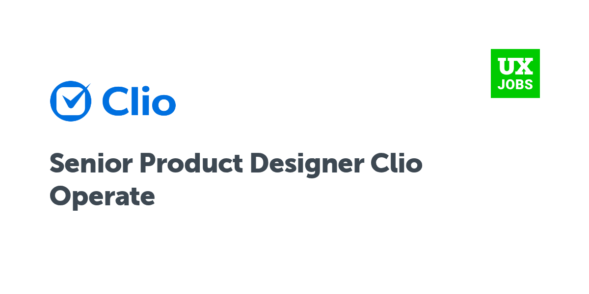 Twitter card for Senior Product Designer Clio Operate at Clio