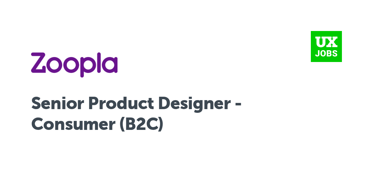 Twitter card for Senior Product Designer - Consumer (B2C) at Zoopla