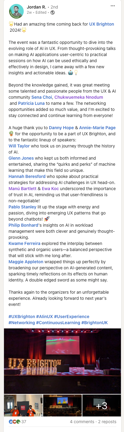 Jordan R. on Linkedin